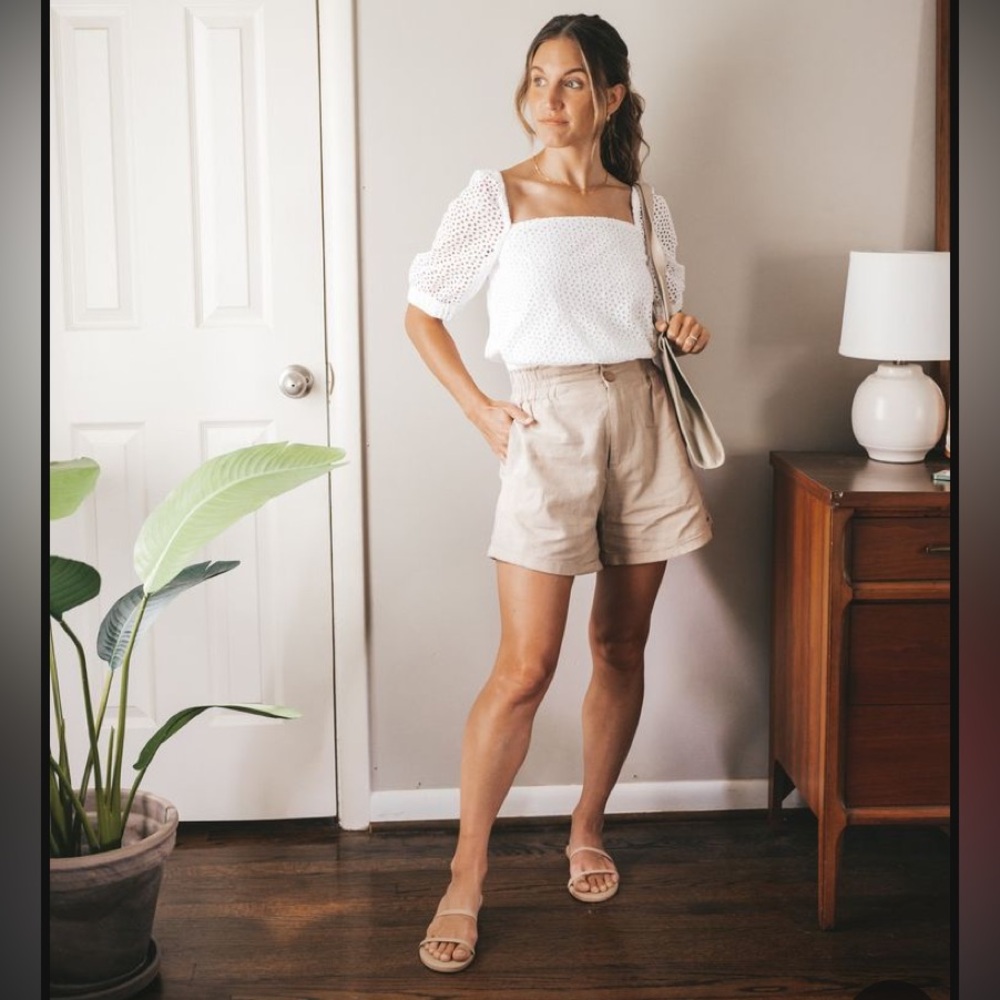 High Waisted Linen Shorts